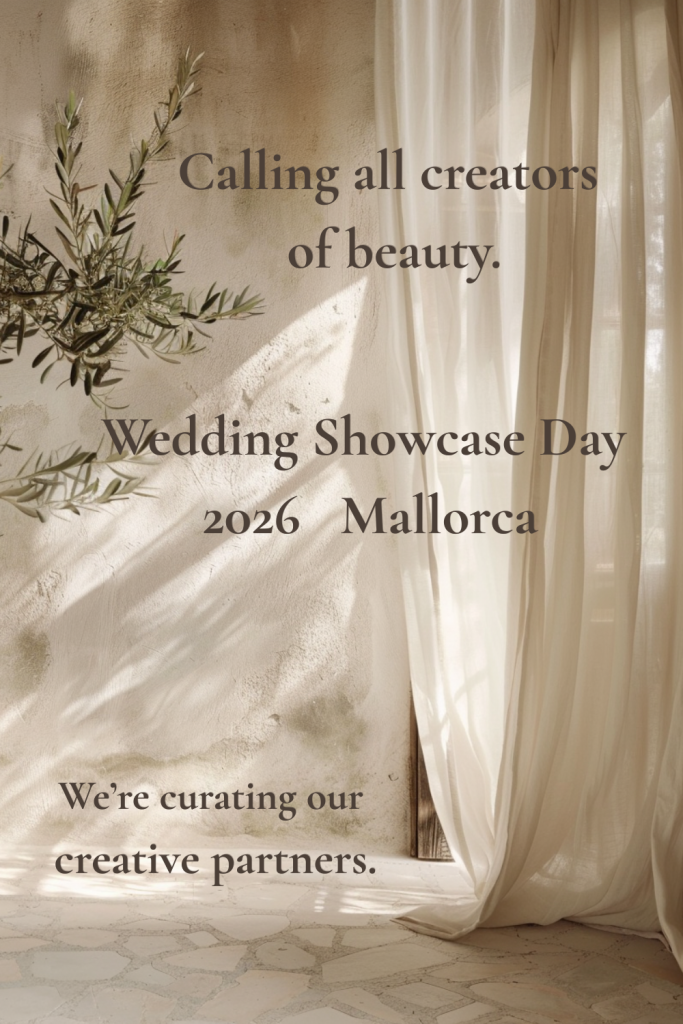 Wedding showcase announcement image for a destination wedding event in Mallorca curated by Dybiec Wedding