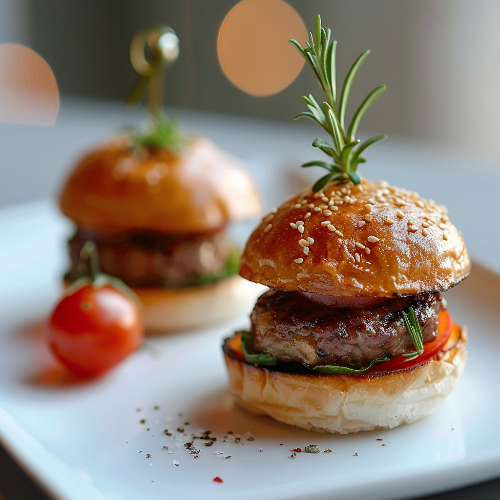 Gourmet mini burger served as an elegant wedding canapé