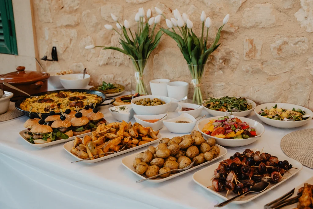 Catering table designed for Mallorca wedding guest experience