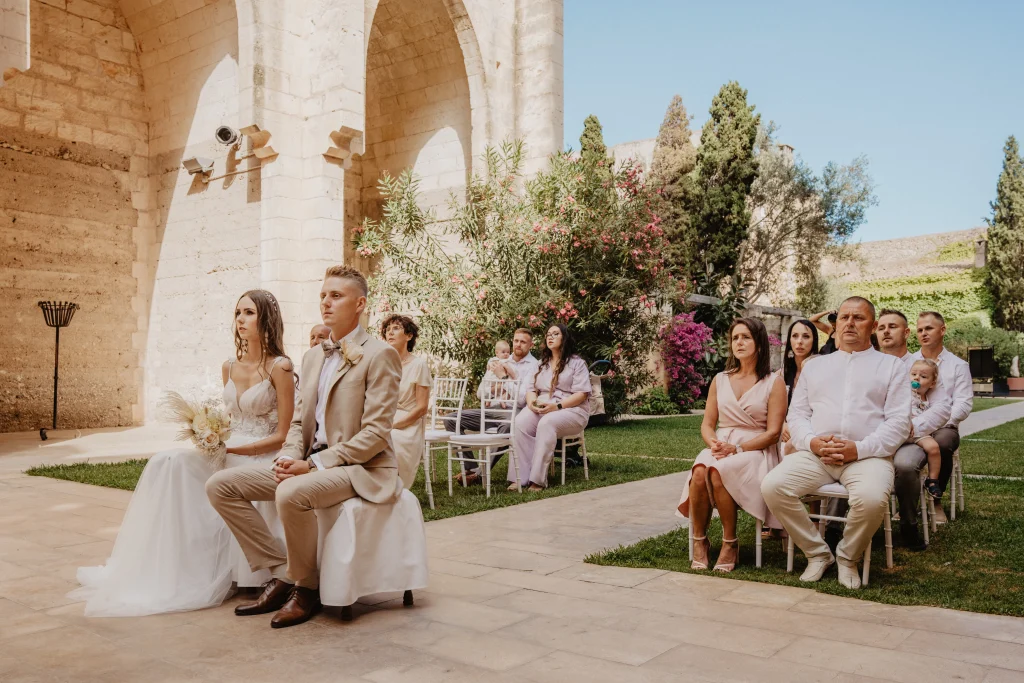 Guests seated at a Mallorca wedding guest experience celebration